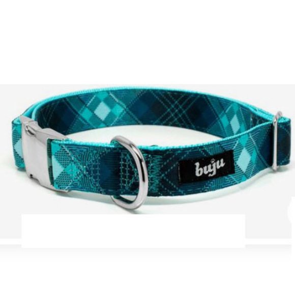Blue plaid heavy duty dog collar size Large - Picture 1 of 2